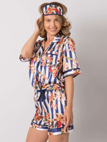 Biało-granatowa piżama we wzory