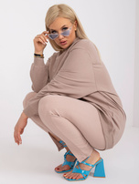 Ciemnobeżowa bluza plus size bez kaptura Harmony