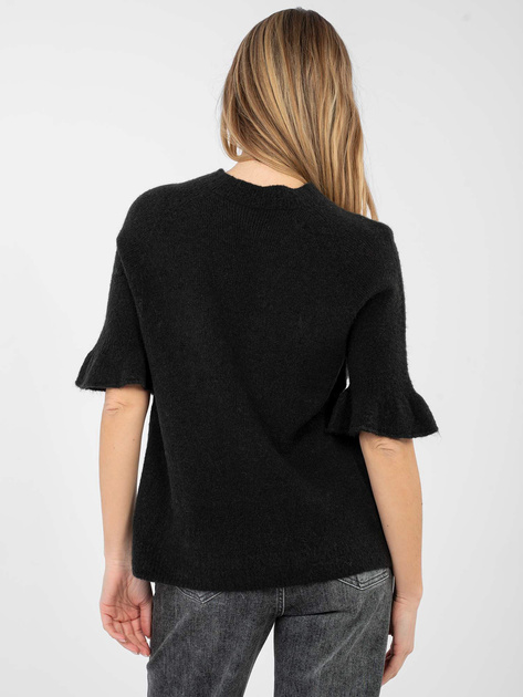 Czarny damski sweter z krótkim rękawem