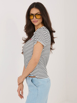 Black and white striped women's t-shirt.