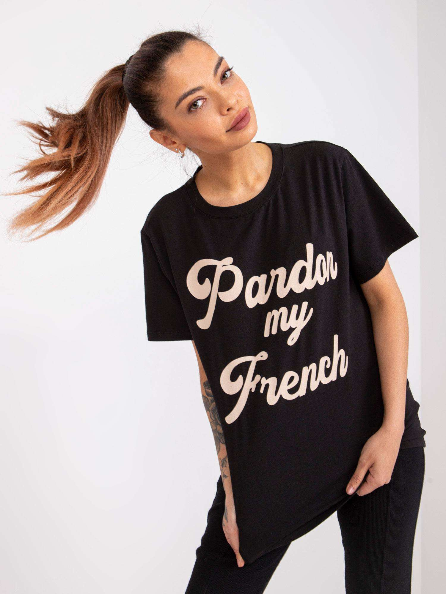 Czarny damski t-shirt z napisem Jade