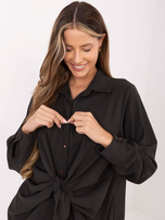 Czekoladowa koszula z wiązaniem z przodu