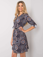 Granatowa sukienka we wzory Kaipo