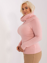 Hurt Jasnoróżowy sweter plus size ze ściągaczami  