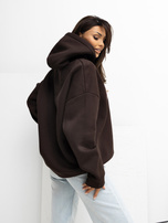 Czekoladowa bluza oversize z kapturem RUE PARIS 