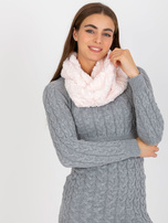 Hurt Jasnoróżowy damski komin ze sztucznego futerka 