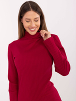 Bordowa sukienka basic z golfem RUE PARIS 