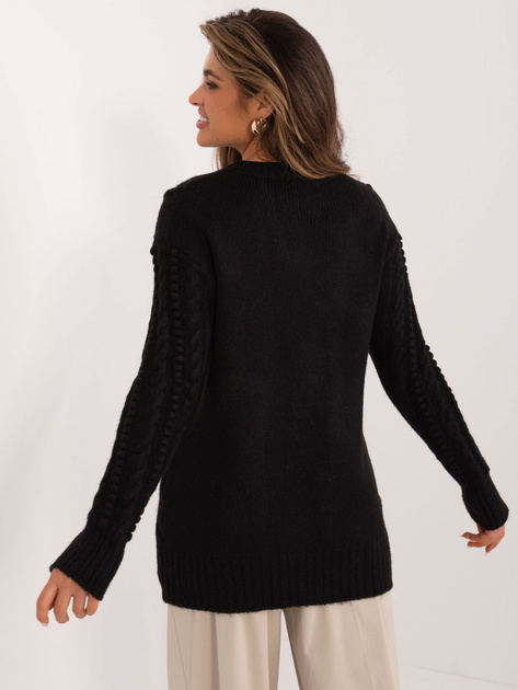 Hurt Czarny sweter oversize w warkocze