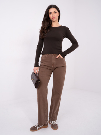 Czekoladowa dopasowana bluzka z bawełny