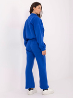 Kobaltowy dresowy komplet damski z haftem