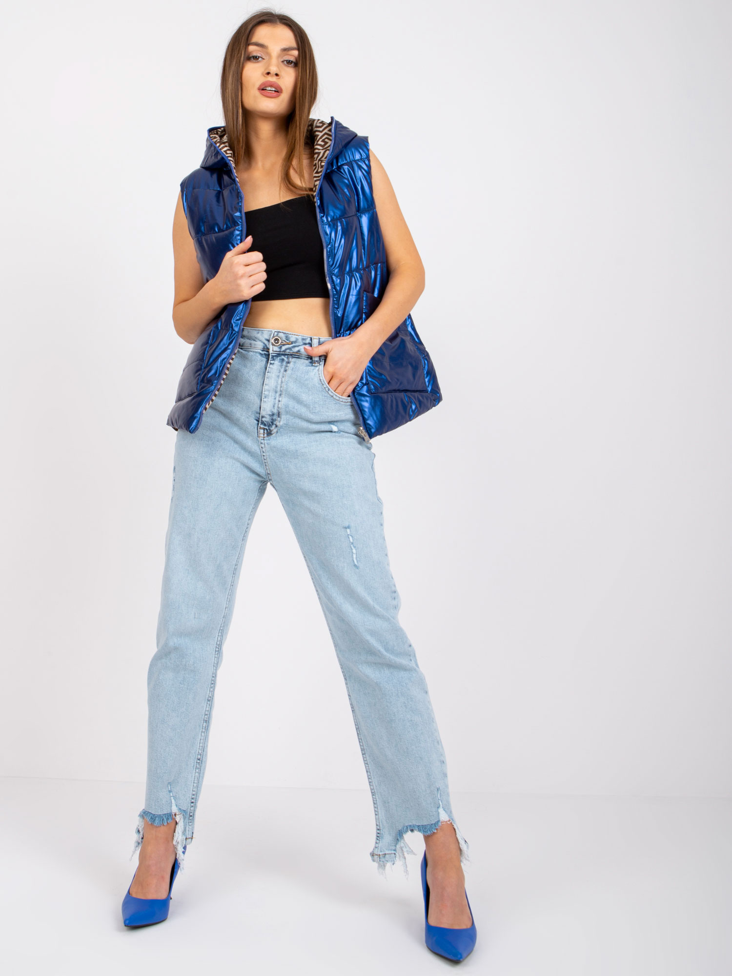 Blue Reversible Addison Hooded Vest