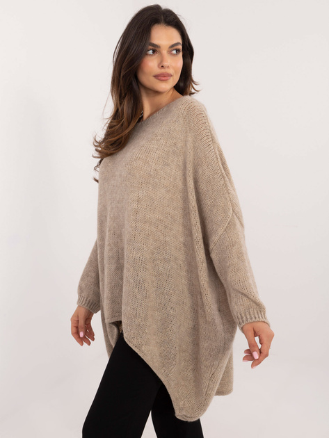 Hurt Beżowy sweter oversize z wełną OCH BELLA 