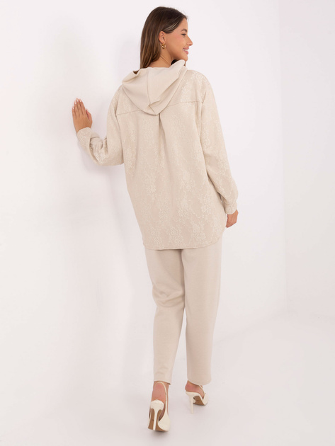 Jasnobeżowy damski komplet z bluzą z kapturem