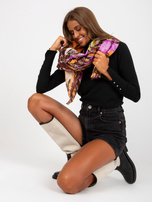 Hurt Brązowo-fioletowa bawełniana chusta we wzory 