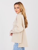 Beżowa damska koszula z dłuższym tyłem