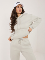 Jasnoszary dresowy komplet z ociepleniem 