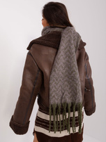 Hurtownia Khaki-fioletowy damski dzianinowy szal zimowy