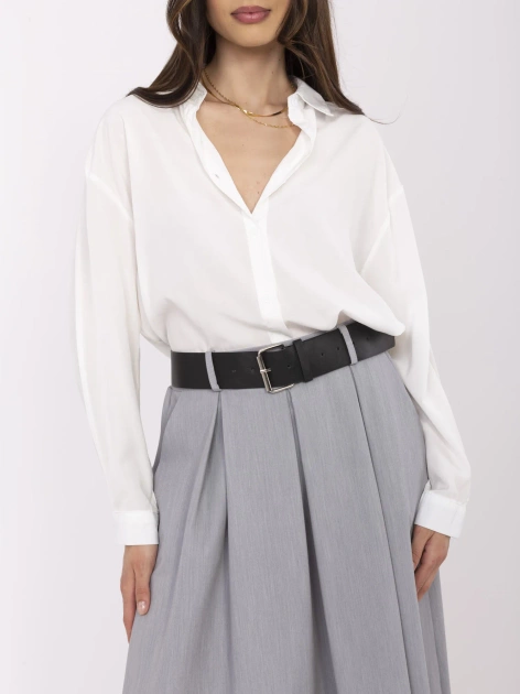 Szara elegancka spódnica z paskiem