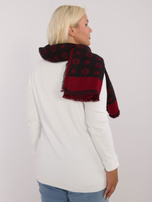 Hurt Czarno-bordowy duży szal damski we wzory