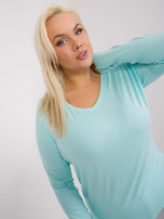 Hurt Miętowa gładka bluzka plus size z wiskozy Elisa