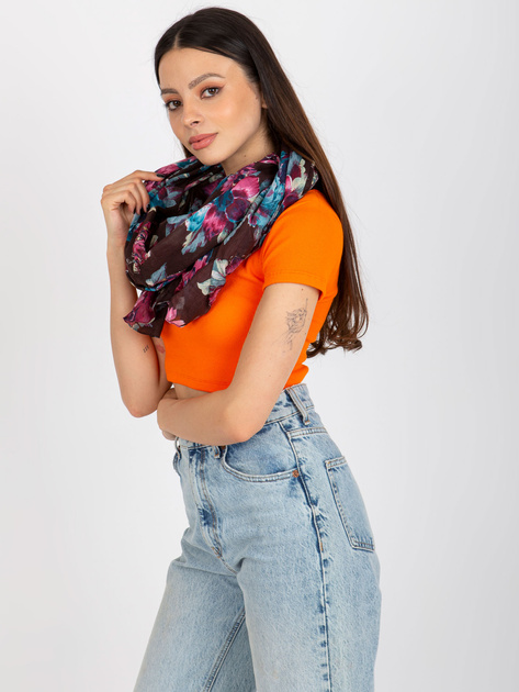 Hurt Ciemnobrązowa damska chusta z cekinami