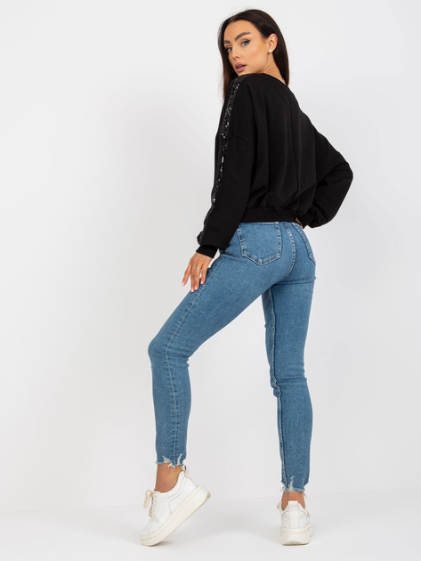 Hurt Czarna krótka bluza bez kaptura z aplikacją RUE PARIS