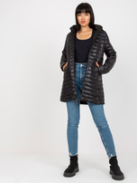 Hurtownia Czarna dwustronna kurtka przejściowa z kapturem