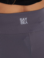 Grafitowe prążkowane legginsy z wysokim stanem