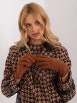 Hurt Jasnobrązowe ocieplane rękawiczki damskie  