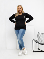 Czarna casualowa bluzka plus size z modalu