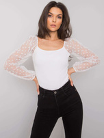 Biała bluzka z ozdobnymi rękawami Charm RUE PARIS