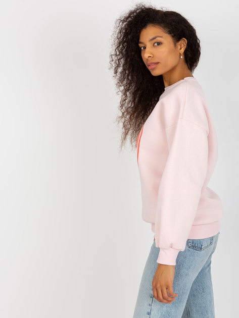 Hurt Jasnoróżowa dresowa bluza oversize z nadrukiem