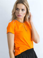 Fluorescencinė oranžinė moteriška marškinė iš medvilnės Peachy.