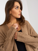 Hurt Ciemnobeżowy dzianinowy kardigan z szerokim rękawem OCH BELLA 