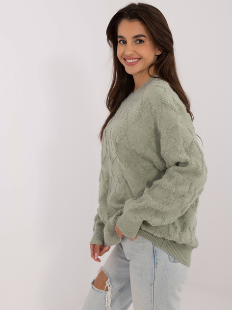 Hurtownia Pistacjowy damski sweter o kroju oversize