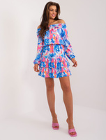 Hurt Niebieska sukienka hiszpanka z printem RUE PARIS