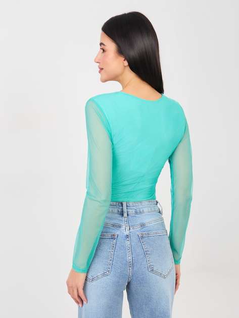 Turkusowe drapowane body z siateczki