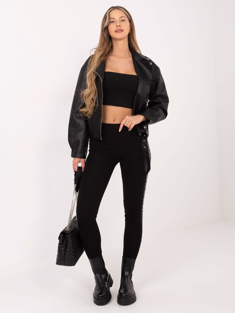 Czarno-srebrne legginsy z lampasami Akemi RUE PARIS