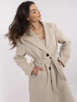 Beżowy damski płaszcz z kołnierzem 