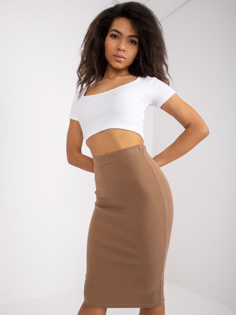 Ciemnobeżowa spódnica prążkowana Jammie RUE PARIS