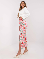 Hurtownia Ecru-czerwona midi spódnica z rozcięciem