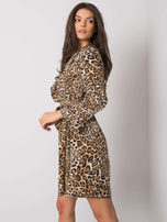 Beżowo-czarna sukienka w cętki Bexxley
