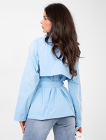 Jasnoniebieski przejściowy płaszcz z paskiem RUE PARIS 