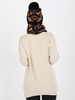 Hurtownia Czarno-camelowy zimowy komin we wzory