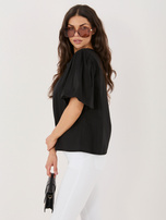 Czarna bluzka oversize z bufiastym rękawem