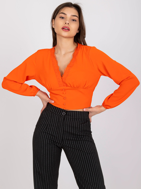Pomarańczowa bluzka z luźnymi rękawami Agathe