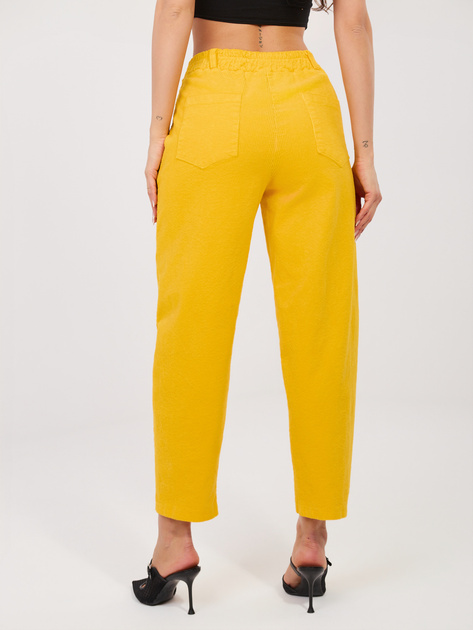 Żółte sztruksowe spodnie z nogawką 7/8 RUE PARIS