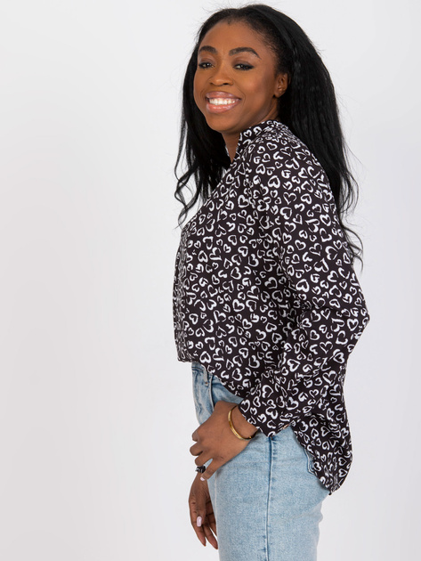 Czarna bluzka z nadrukiem i dekoltem V Inesa