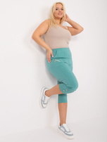 Hurt Miętowe spodnie 3/4 plus size z gumką w pasie