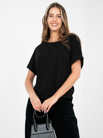 Czarna damska bluzka basic z bawełny RUE PARIS